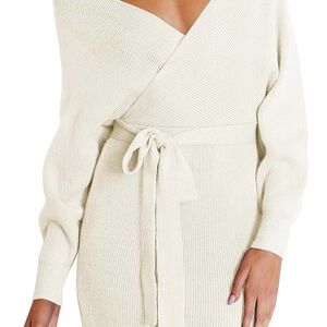 Elegant Cream Knit Mini Dress